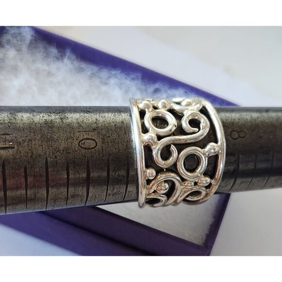 Ring Band Open Silver 20 mm wide  Size 8 1/2  7.8  gr  no Stone  Jerry Fran Harr - Picture 2 of 12